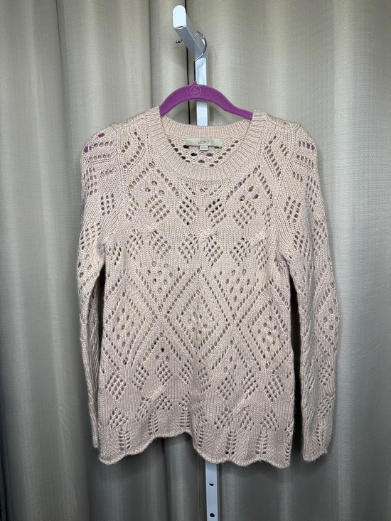 LOFT Sweaters - LOFT Soft Blush Open-Knit Crewneck Sweater